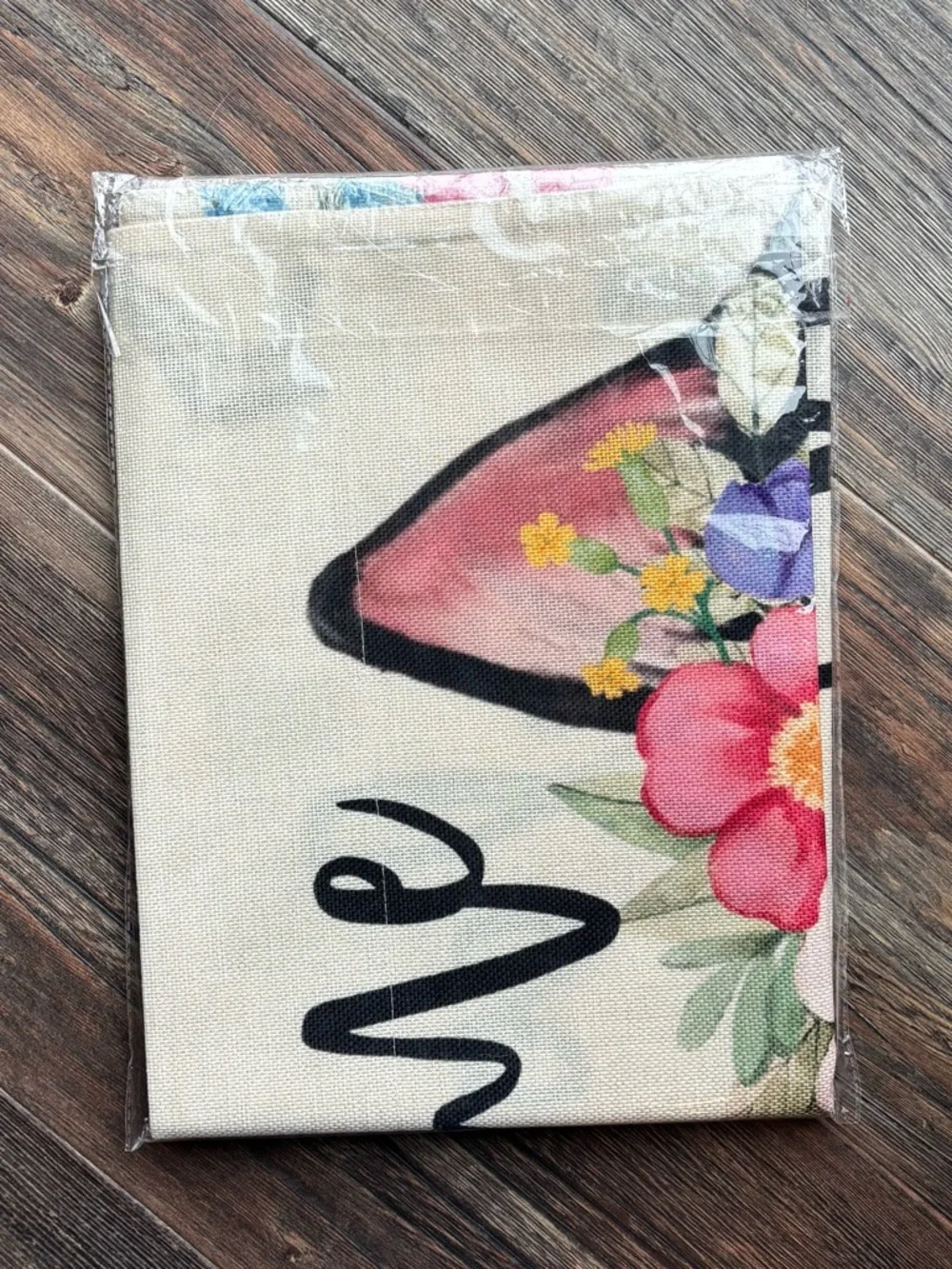 Heyfibro Burlap Welcome Garden Flag 28x40” Cat Flowers Butterflies Spring Summer - Picture 5 of 5